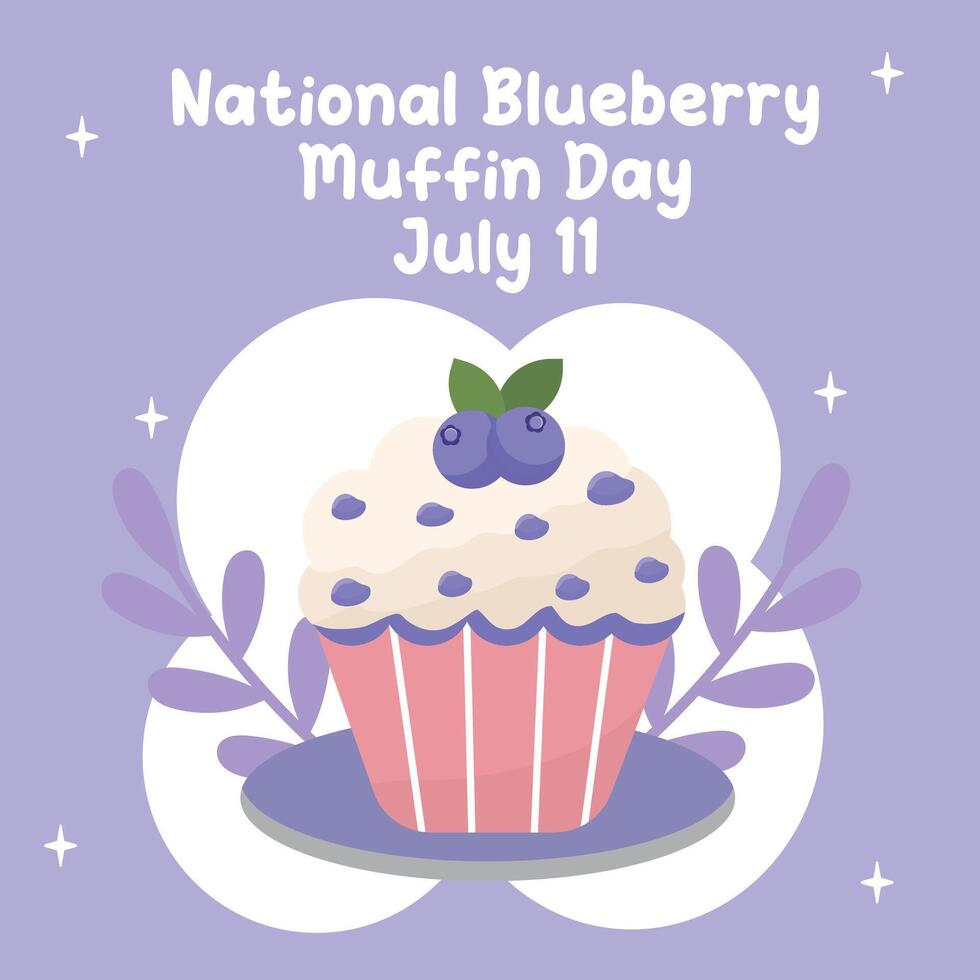 National Blueberry Muffin Day in cute style vector
