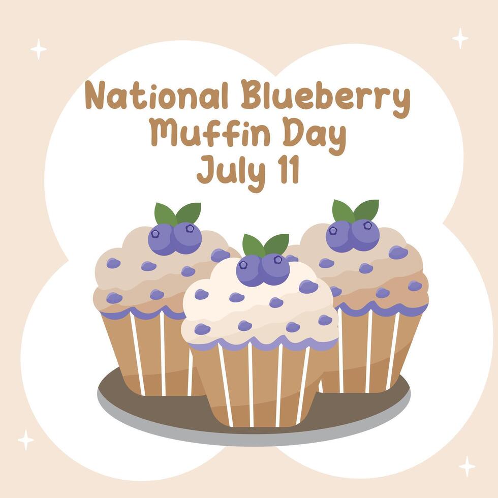 National Blueberry Muffin Day in cute style vector