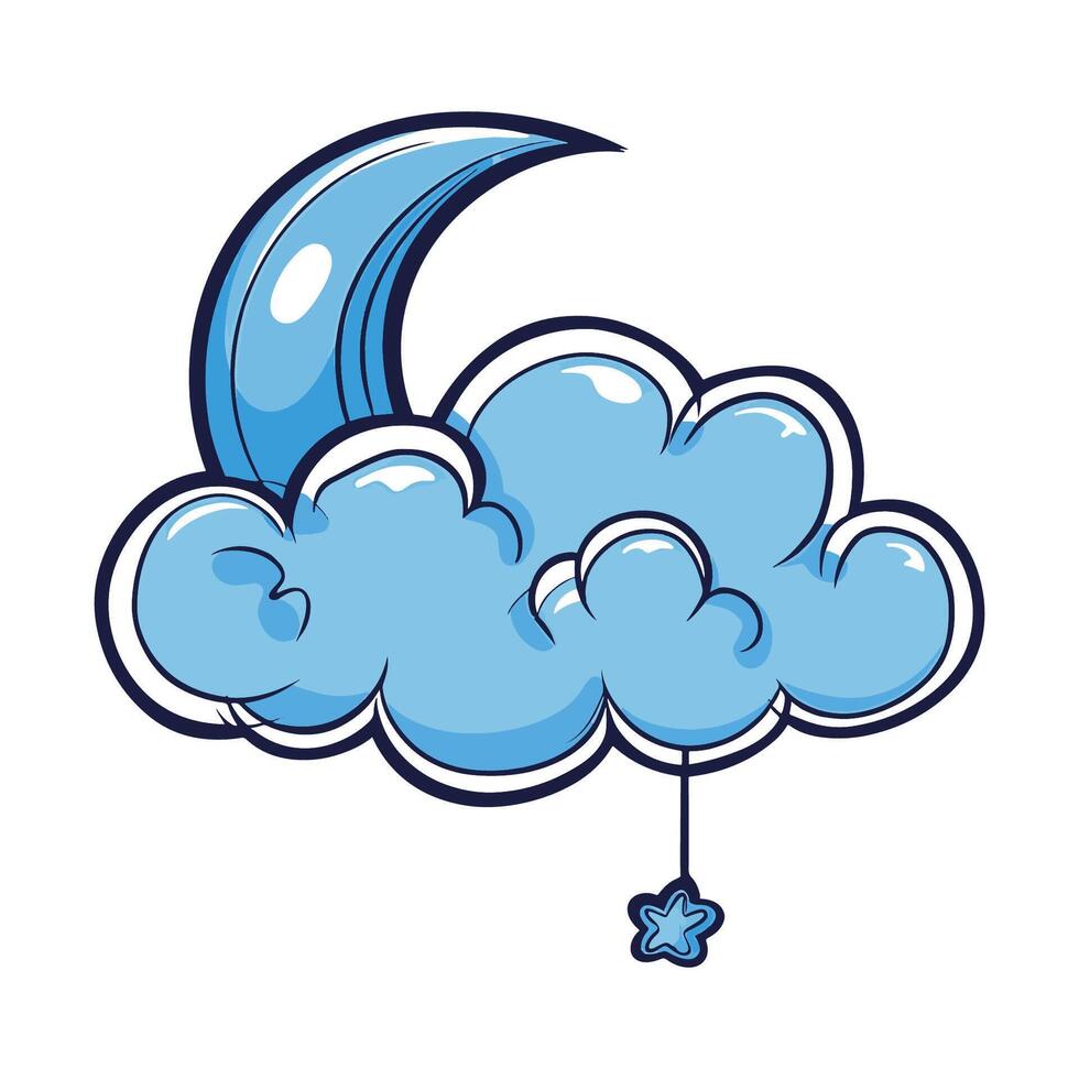 Cloud with Moon vector