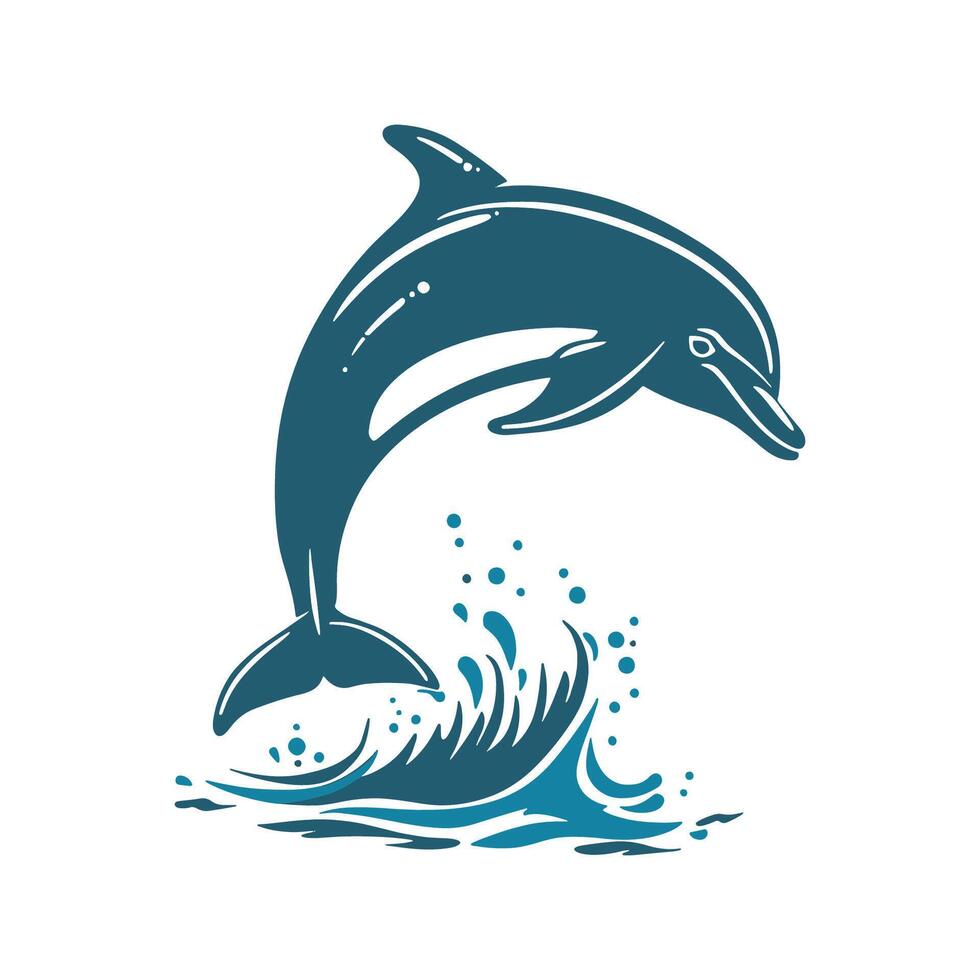 Graceful Dolphin Leaping Out of Water vector