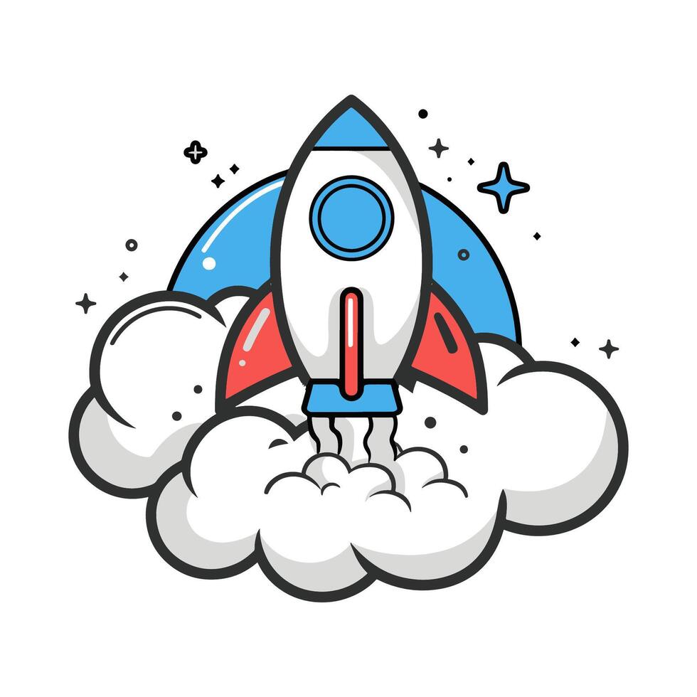 Cloud with a Rocket vector