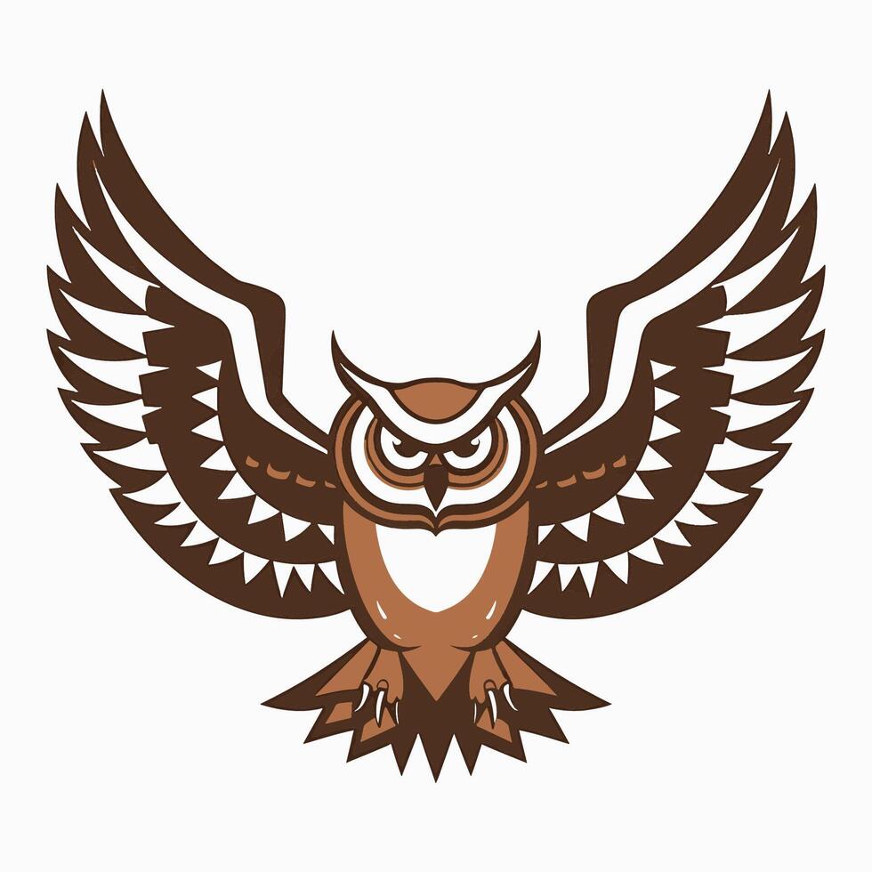 Owl with Spread Wings in Flight vector