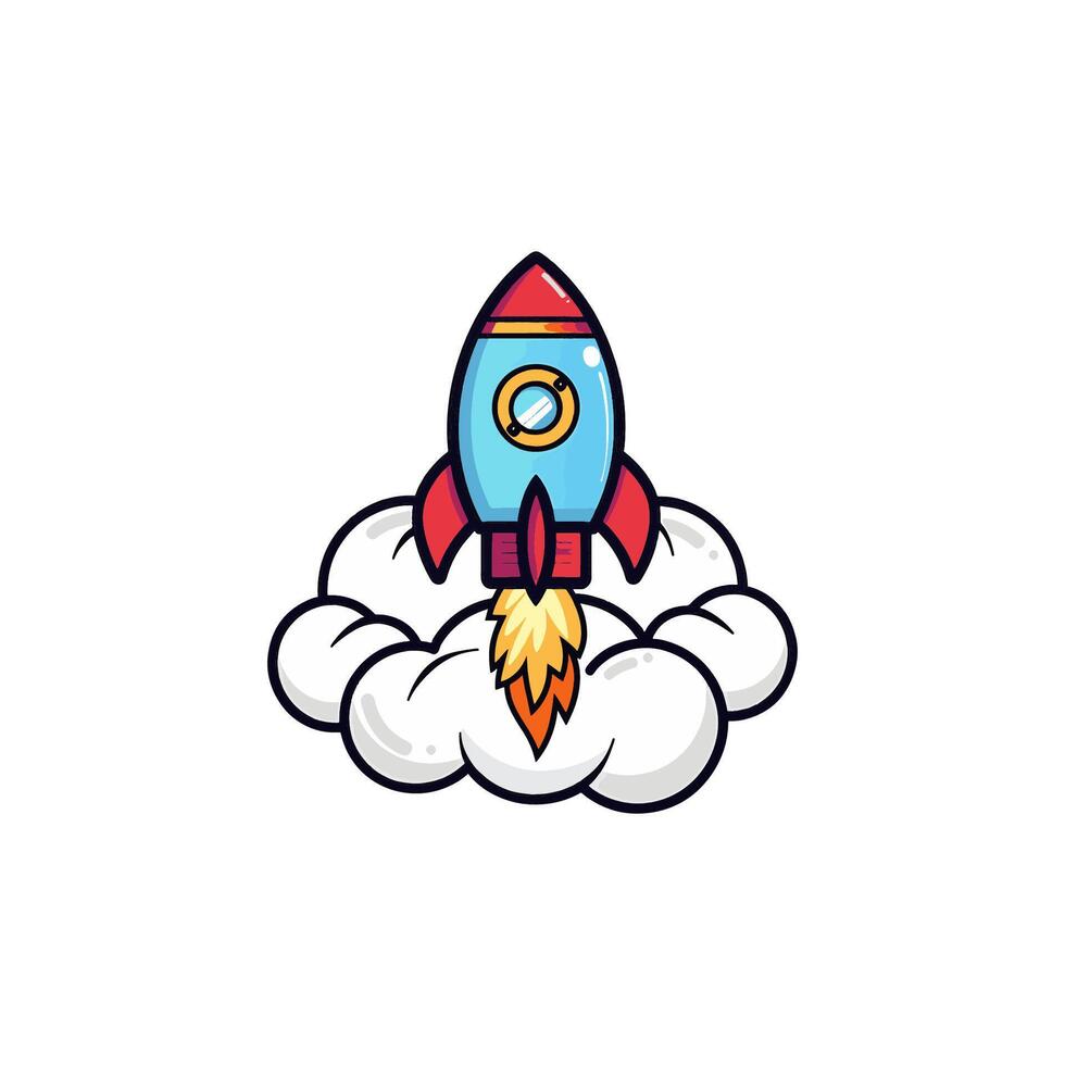 Cloud with a Rocket vector