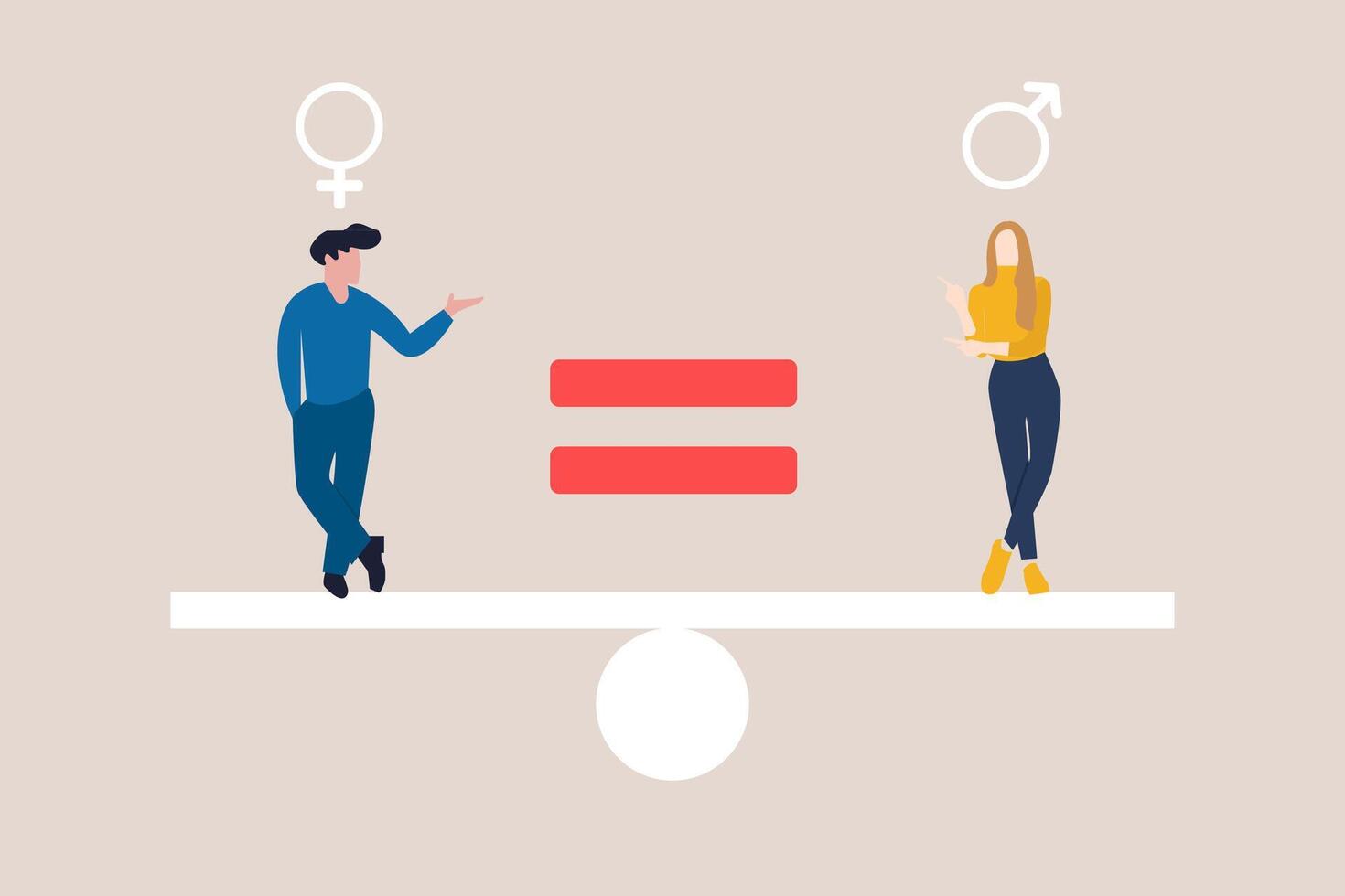 Businessman and business sitting with gadget. concept of gender gap or business inequality concept. Business career challenge symbol. Eps10 illustration vector