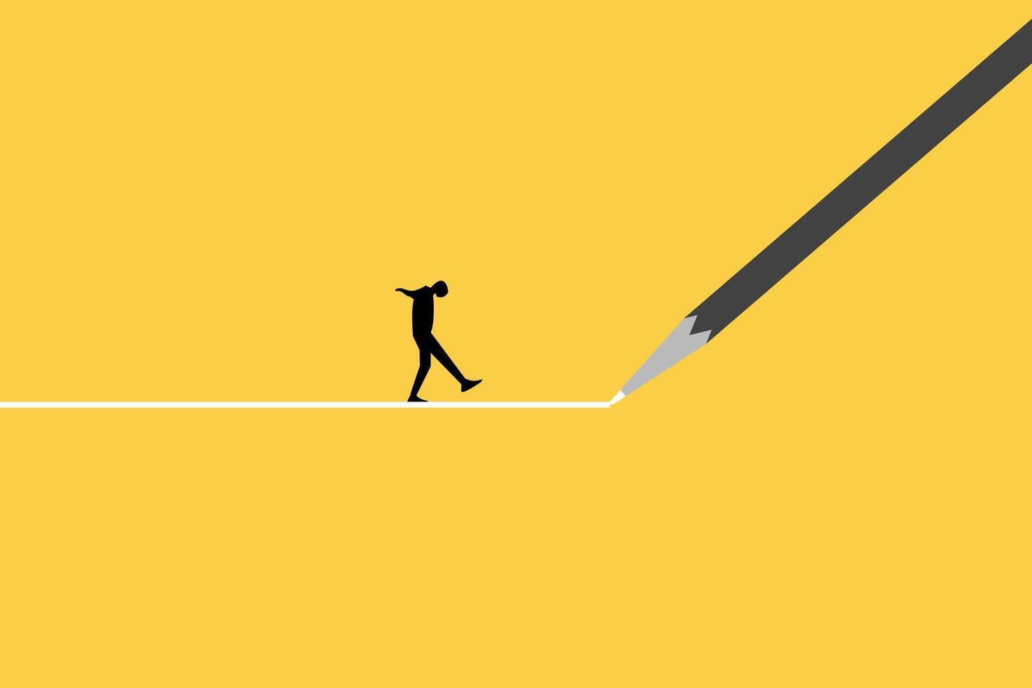 Businessman walking follow the path. concept of strategy, mission, success, thinking vector