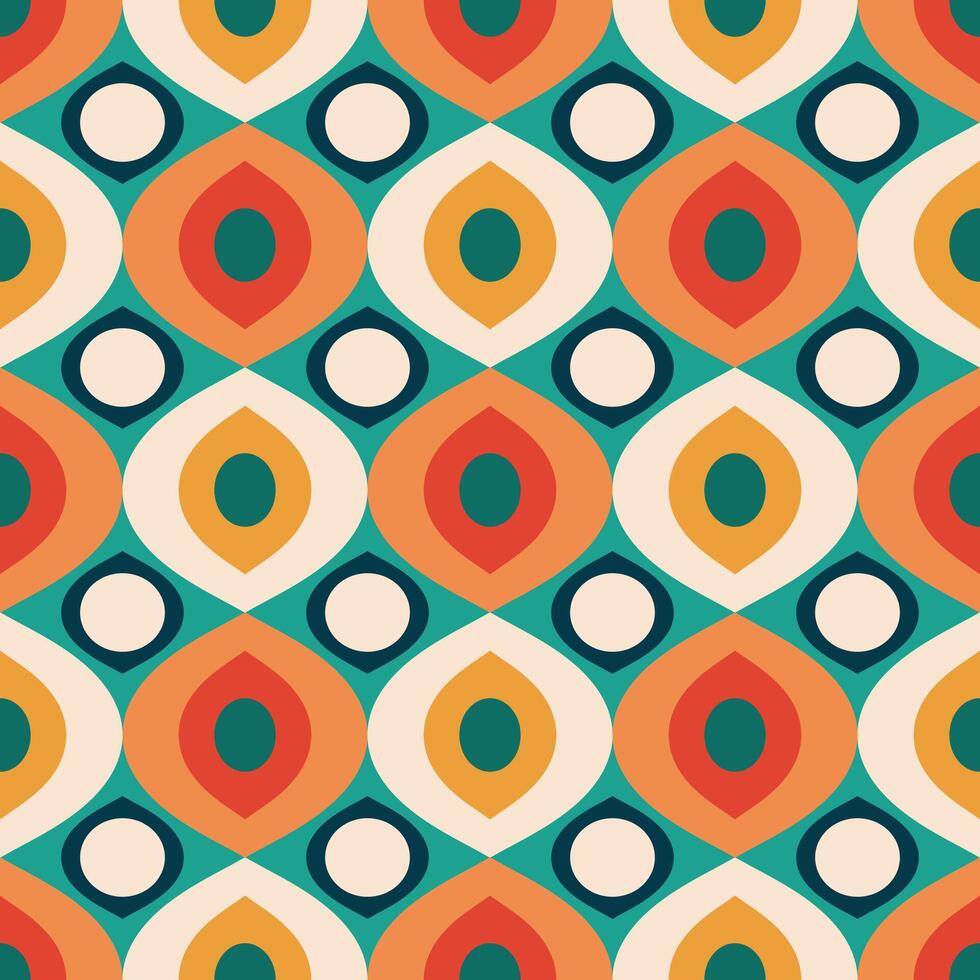 retro geometric pattern with circles and dots vector