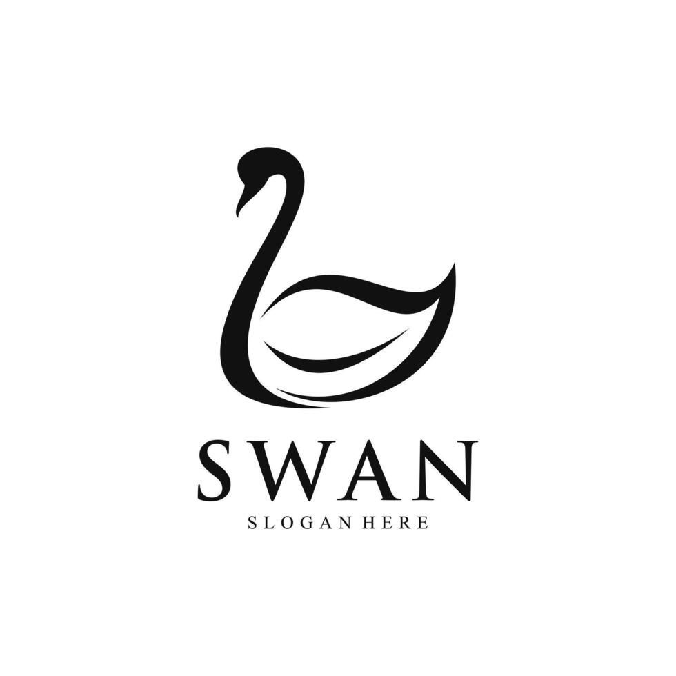 Swan logo design template with modern concept vector