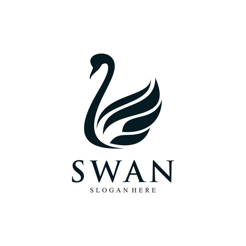 Swan logo design template with modern concept vector