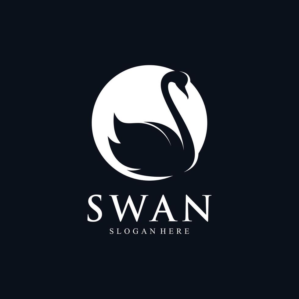 Swan logo design template with modern concept vector
