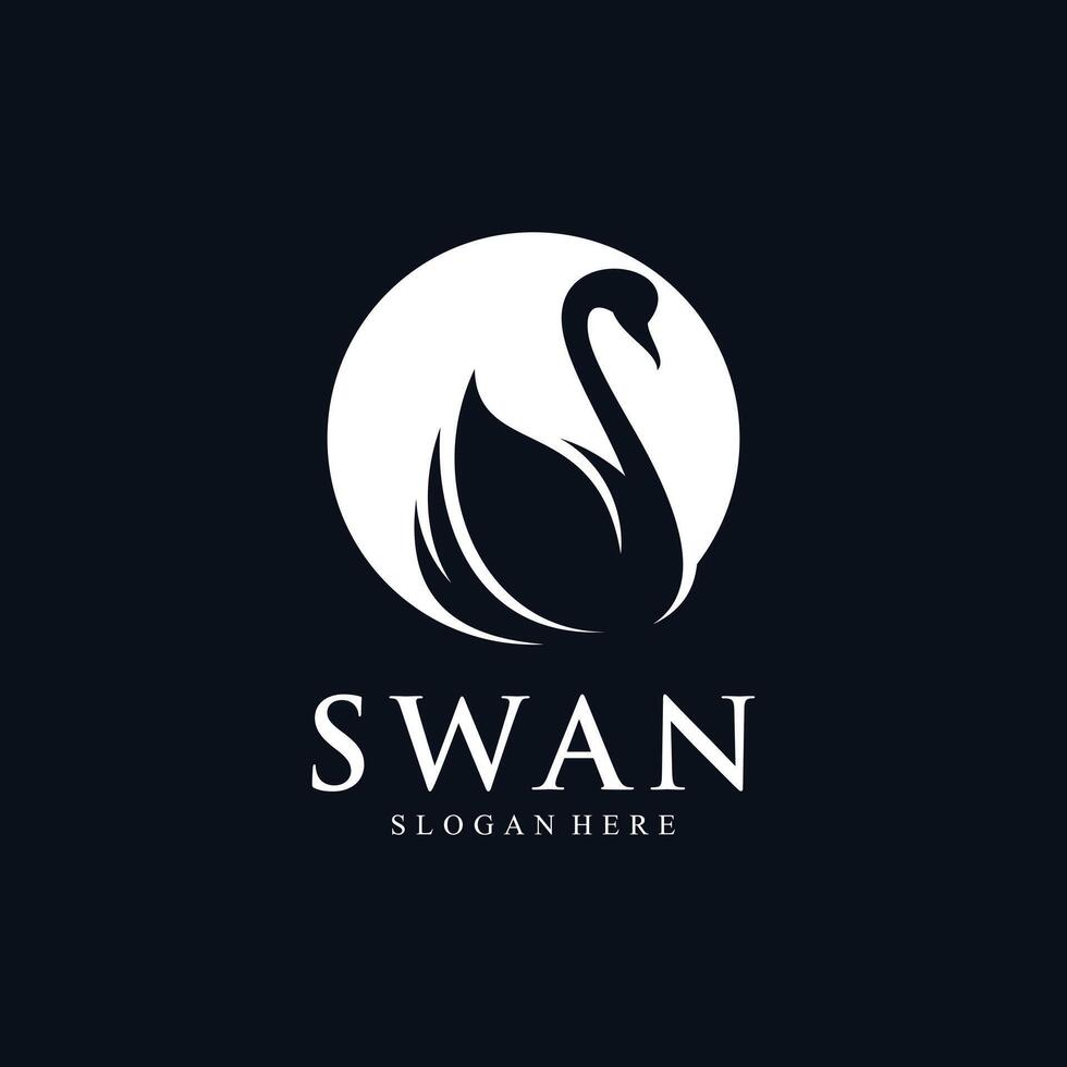 Swan logo design template with modern concept vector