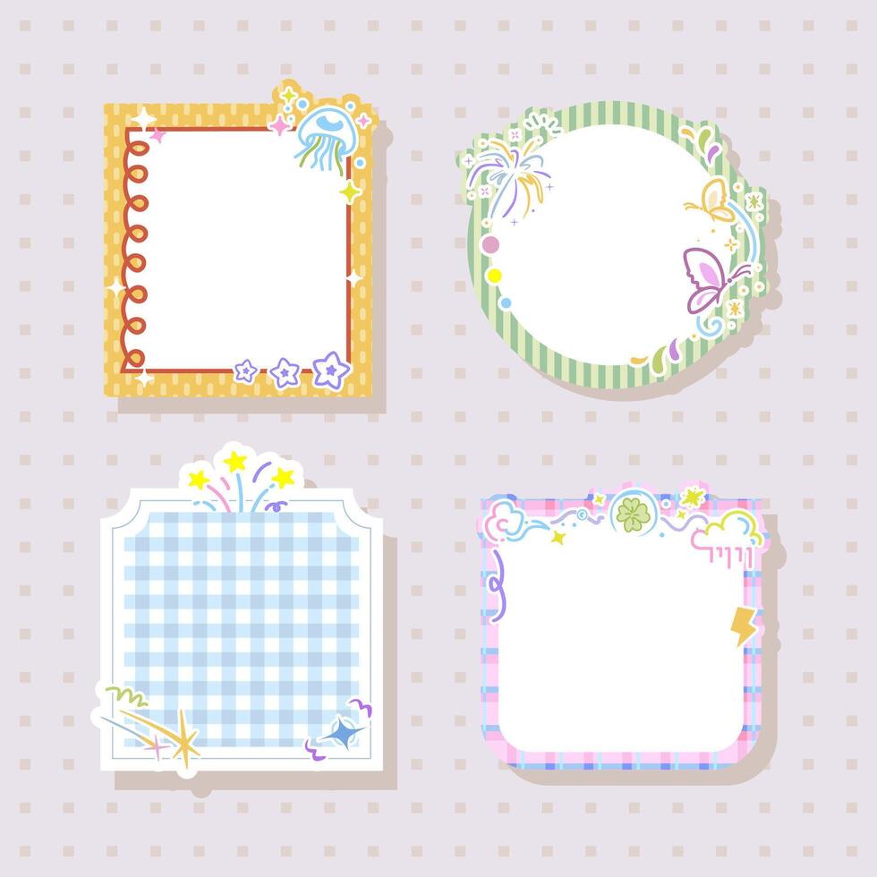cute and adorable colorful memo frame design for bullet journal vector