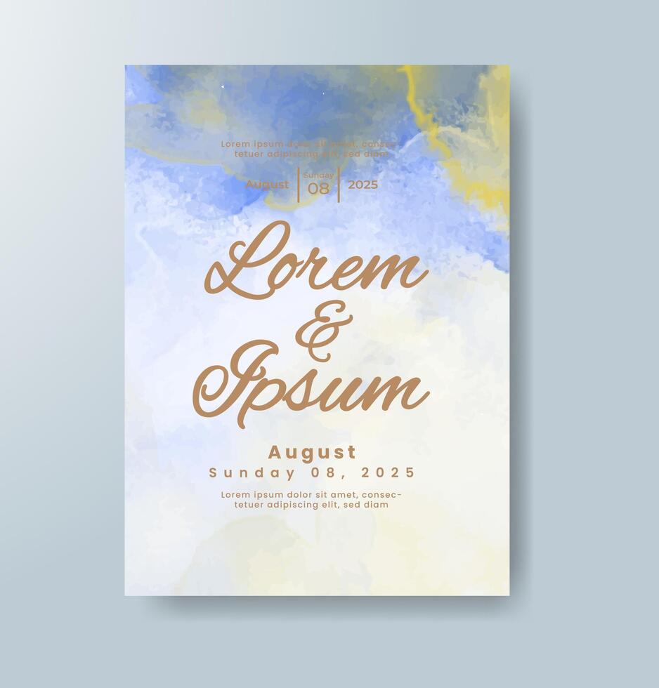 Wedding invitation with abstract watercolor background vector
