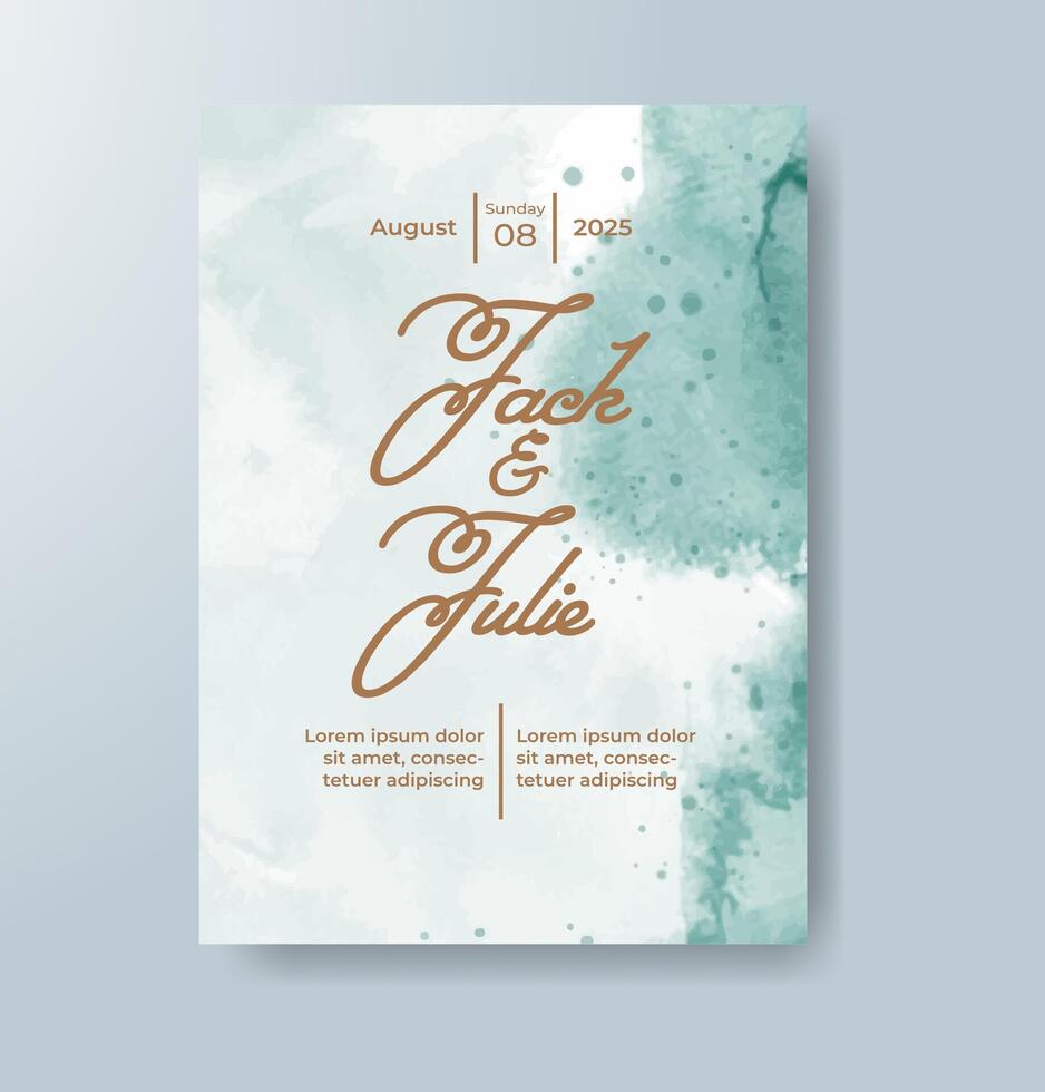 Wedding invitation with abstract watercolor background vector
