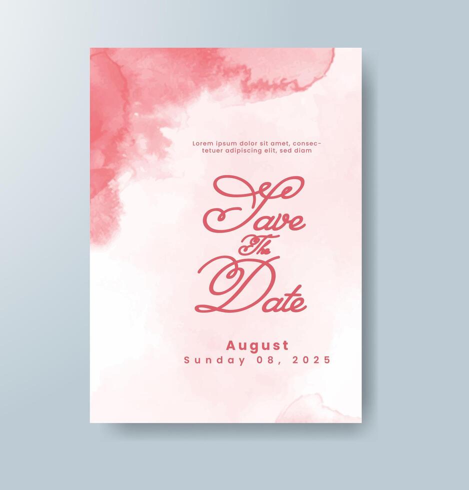 Wedding invitation with abstract watercolor background vector