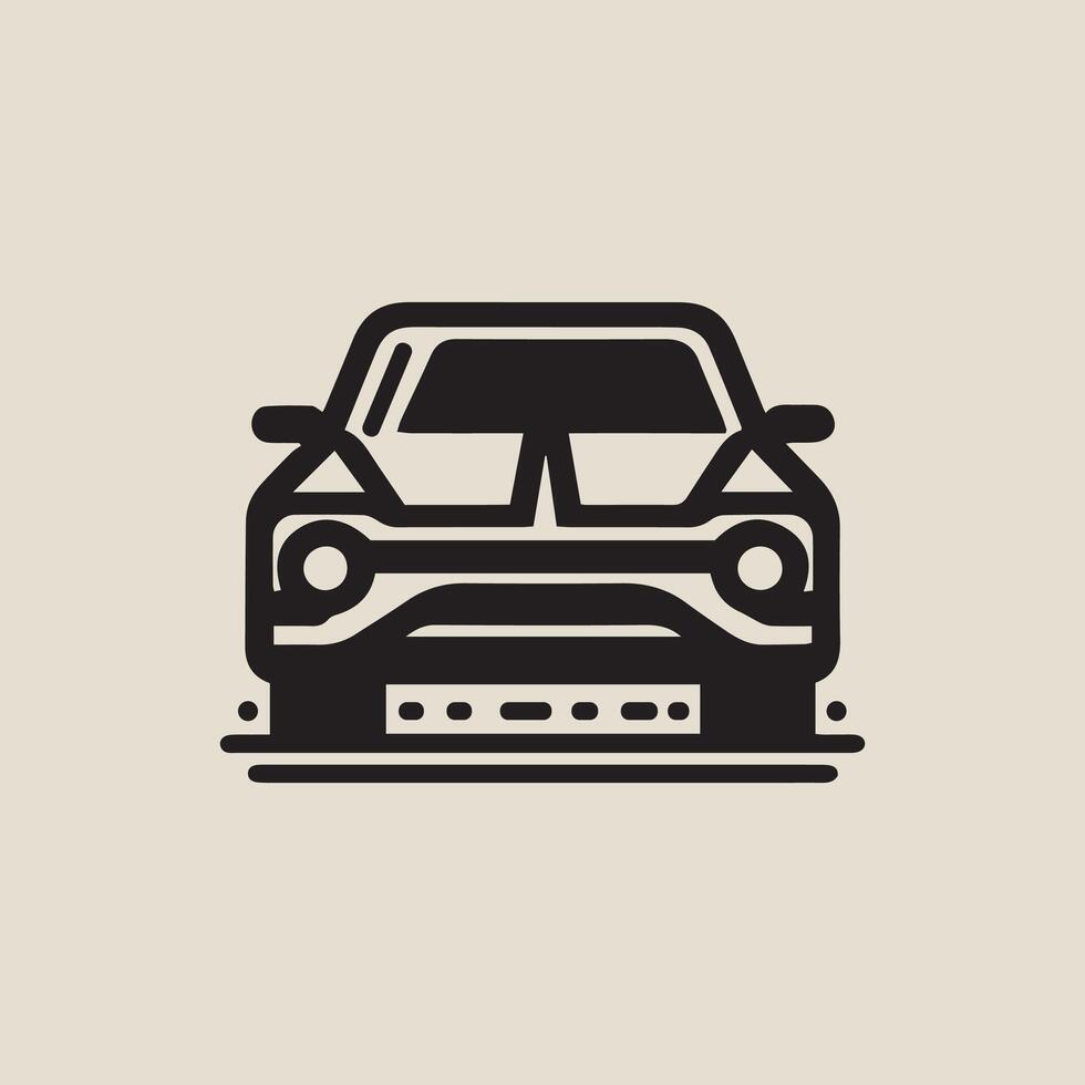 Modern Classic Car Front View icon, Offroad car simulator silhouette illustration vector
