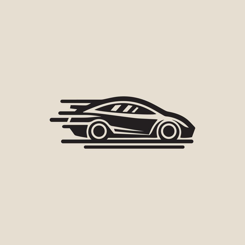 Side view of a stylized high-speed sports or racecar in a minimalist design with dynamic lines, Sports car icon , racecar silhouette illustration vector