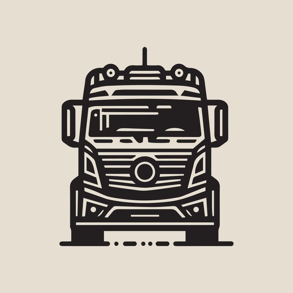 Modern Truck Front View Icon, Offroad truck simulator silhouette illustration vector