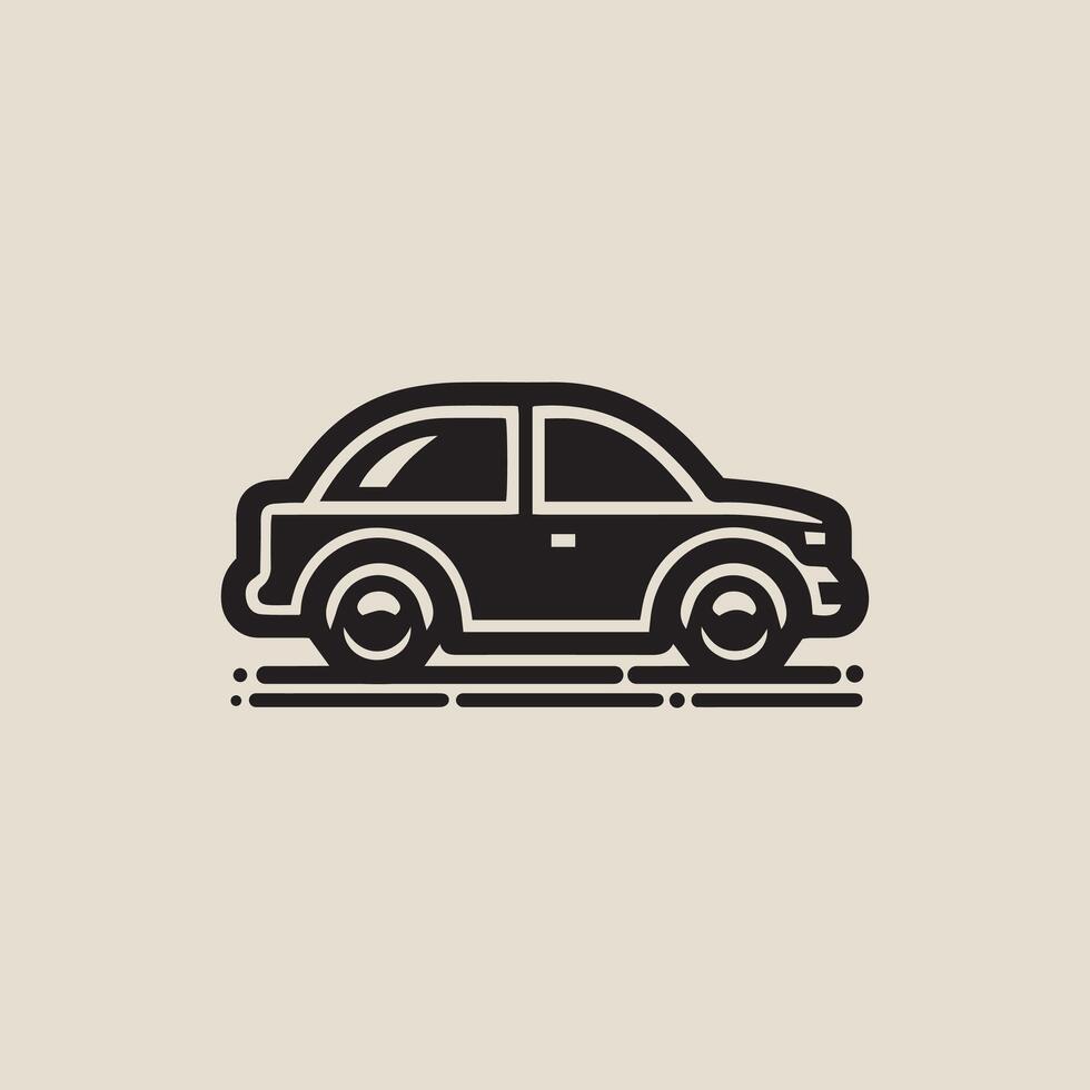 Vintage Compact Car Side View Icon with dynamic lines featuring a monochrome silhouette and minimalist style suitable for various uses such as logos or app and web icons vector