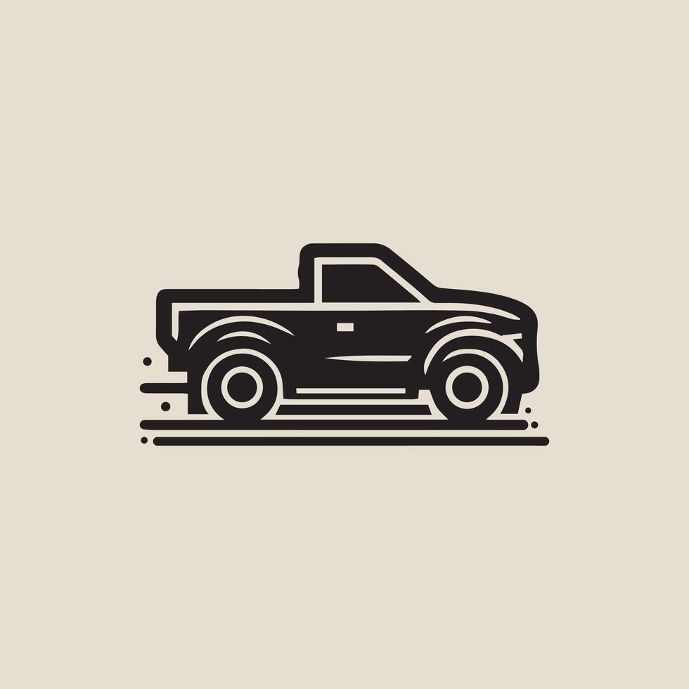 Pickup Truck Side View Icon with a minimalist design with dynamic lines featuring a monochrome silhouette, emphasizing motion and efficiency, Pickup Truck silhouette illustration vector