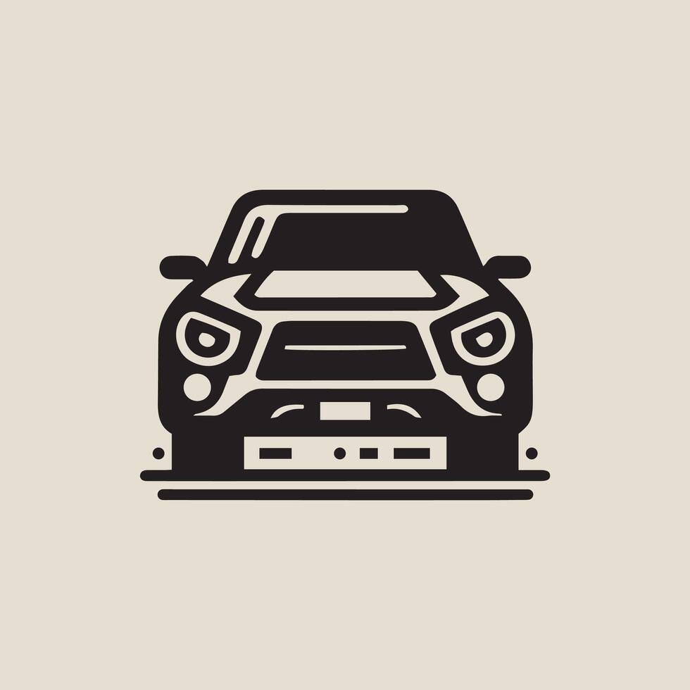 Modern Classic Car Front View icon, Offroad car simulator silhouette illustration vector