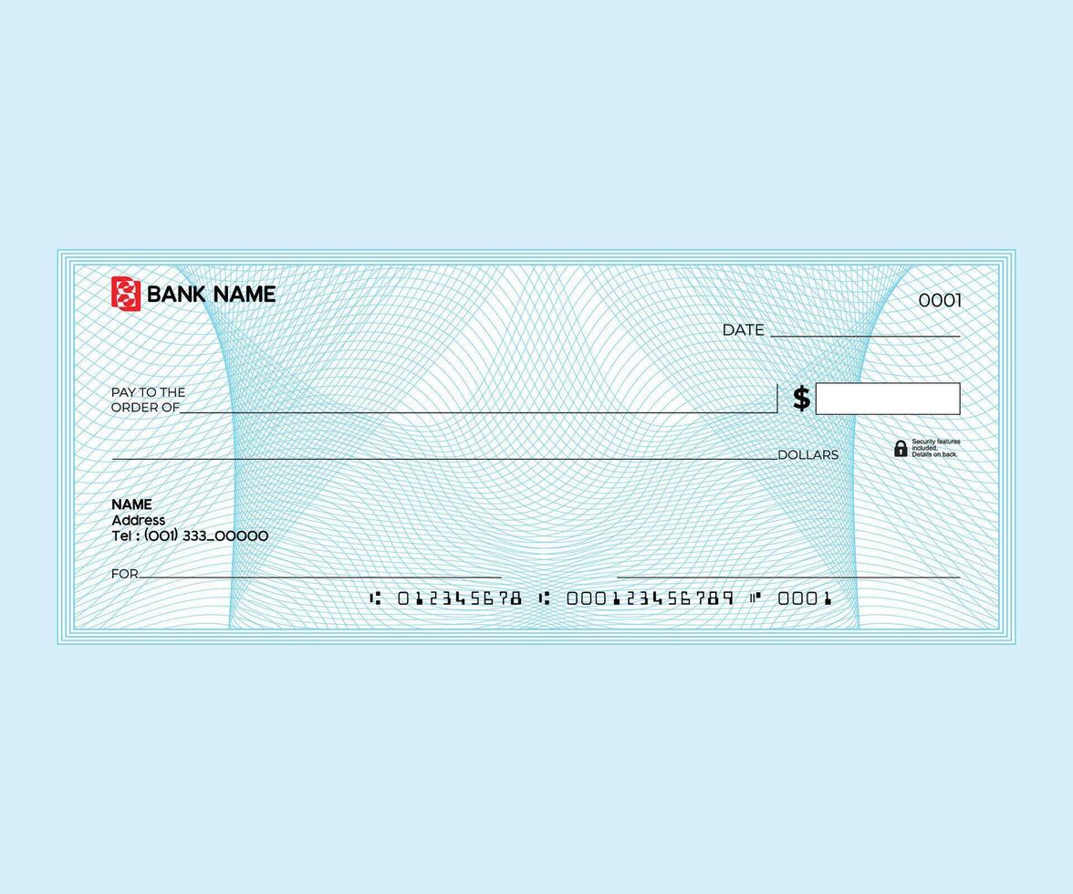 Blank check, bank cheque design, Elegant guilloche pattern for certificate or banknote vector