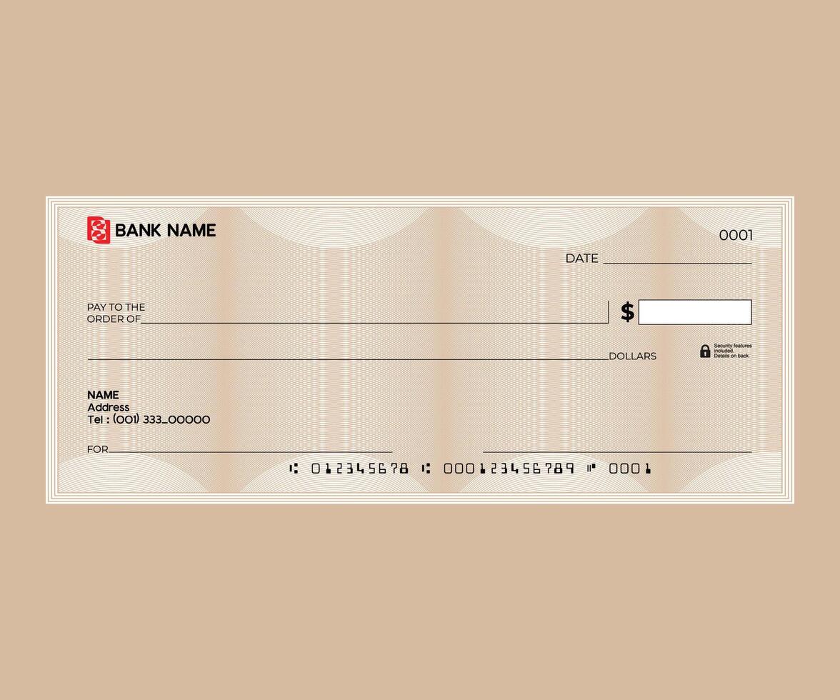 Blank check, bank cheque design, Elegant guilloche pattern for certificate or banknote vector