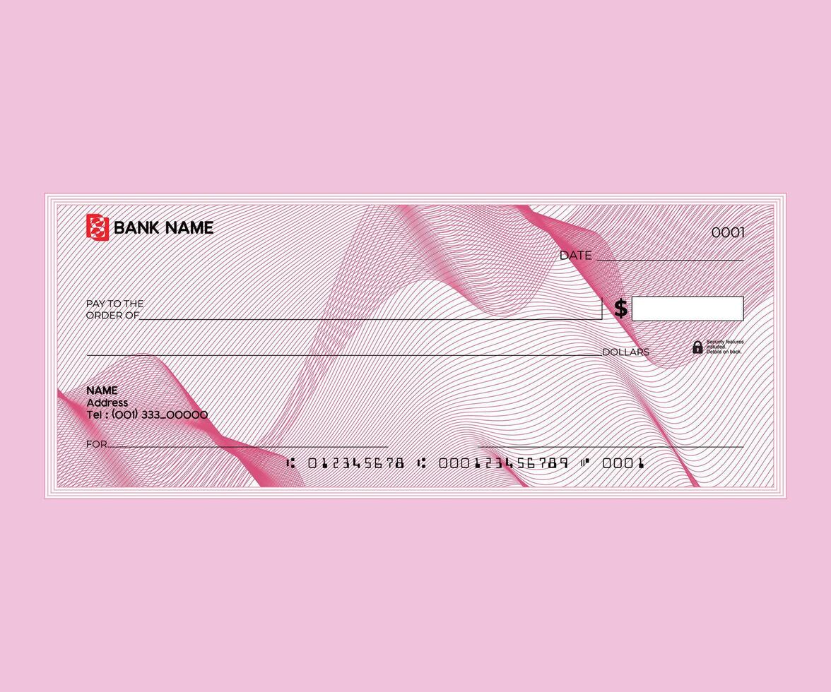 Blank check, bank cheque design, Elegant guilloche pattern for certificate or banknote vector