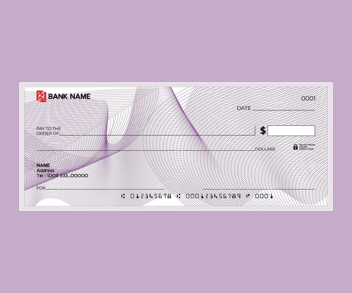 Blank check, bank cheque design, Elegant guilloche pattern for certificate or banknote vector