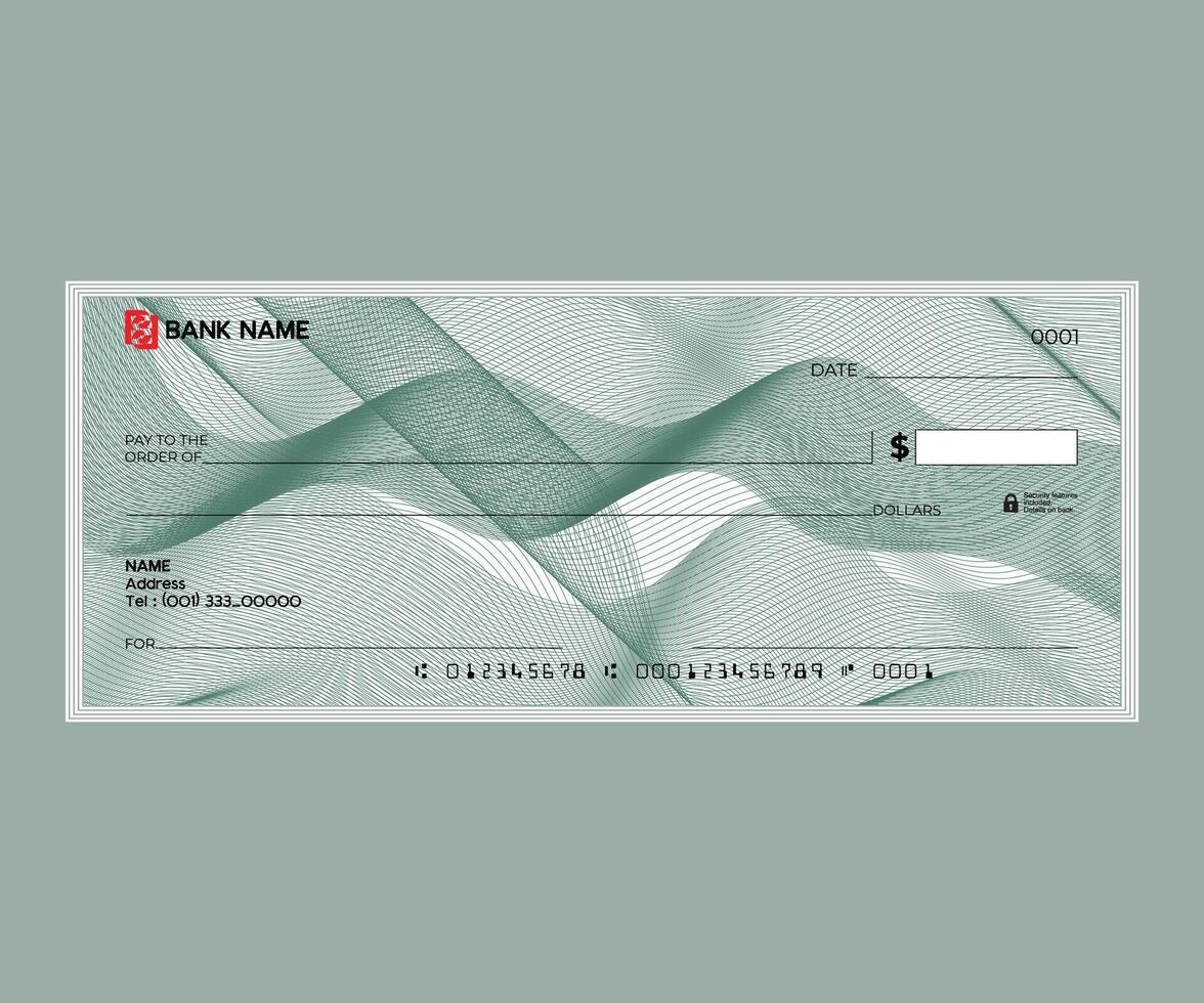 Blank check, bank cheque design, Elegant guilloche pattern for certificate or banknote vector