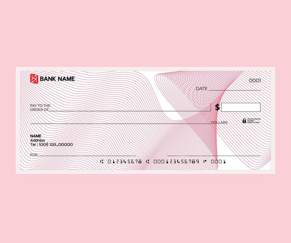 Blank check, bank cheque design, Elegant guilloche pattern for certificate or banknote vector