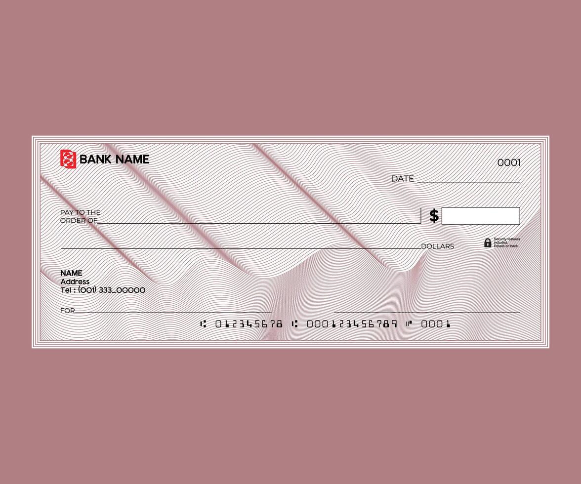 Blank check, bank cheque design, Elegant guilloche pattern for certificate or banknote vector