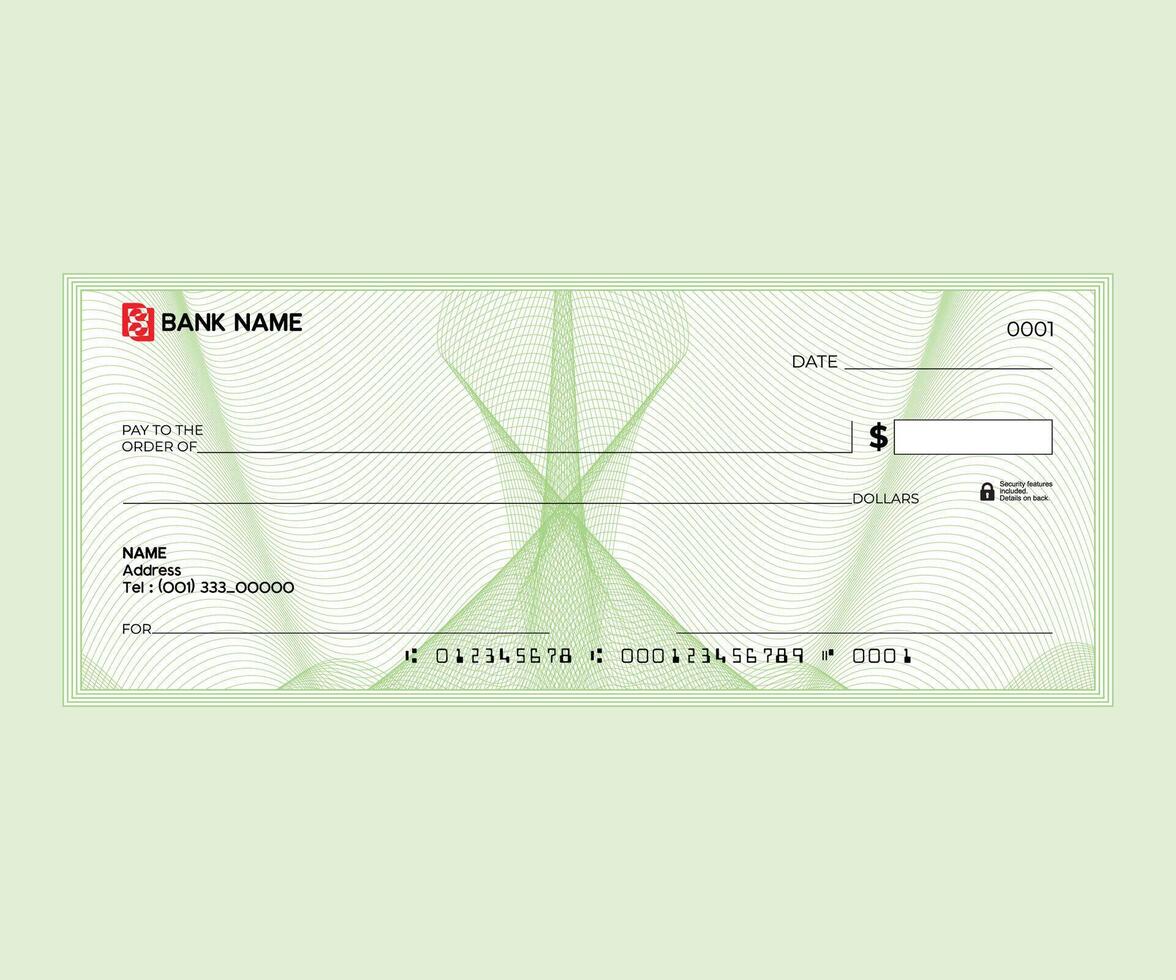 Blank check, bank cheque design, Elegant guilloche pattern for certificate or banknote vector