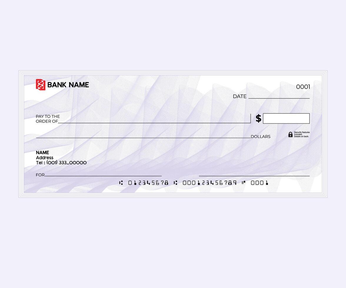 Blank check, bank cheque design, Elegant guilloche pattern for certificate or banknote vector