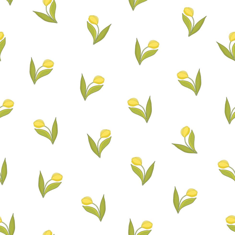 Tulip fower simple sealess pattern. vector