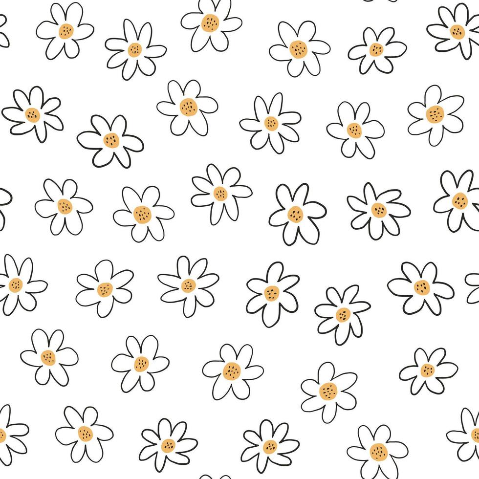 chamomile flower simple seamless pattern. vector