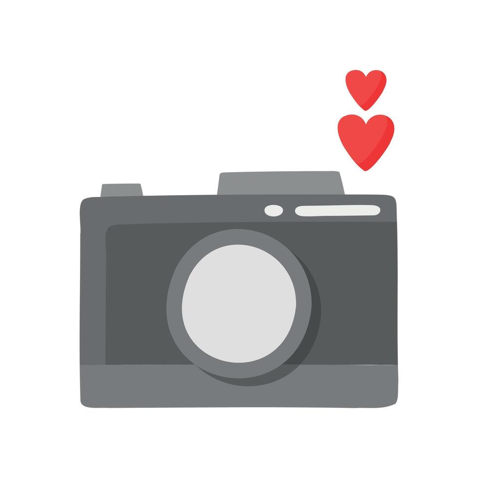 Camera with heart in cute style vector