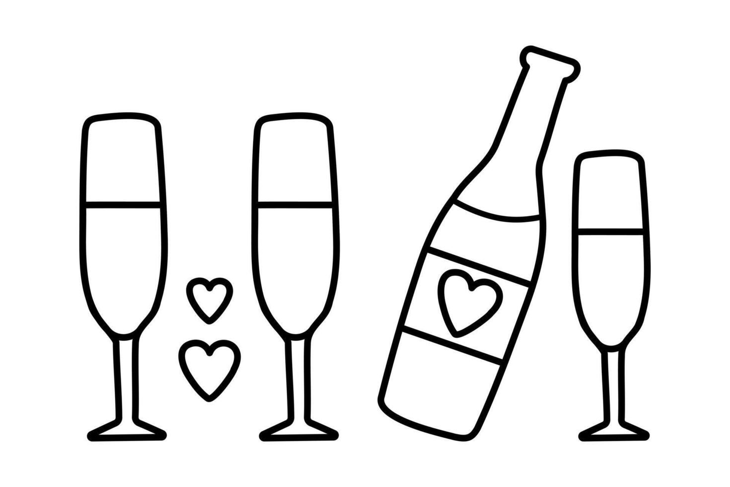 Bottle and glass of champagne vector