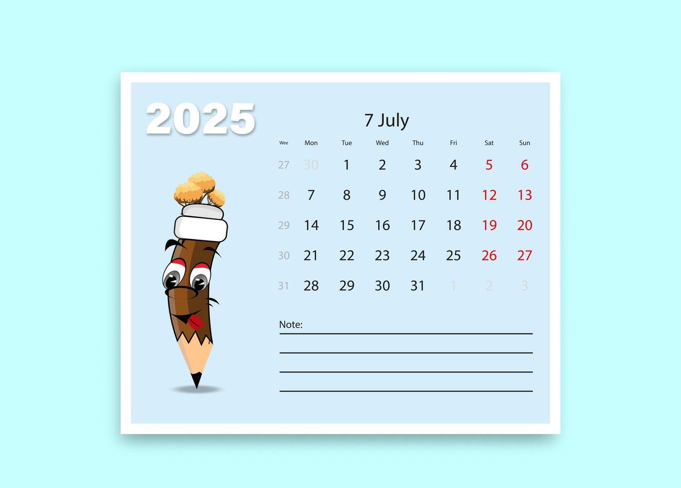 A school calendar with funny cartoon characters from stationery. lesson schedule template. vector