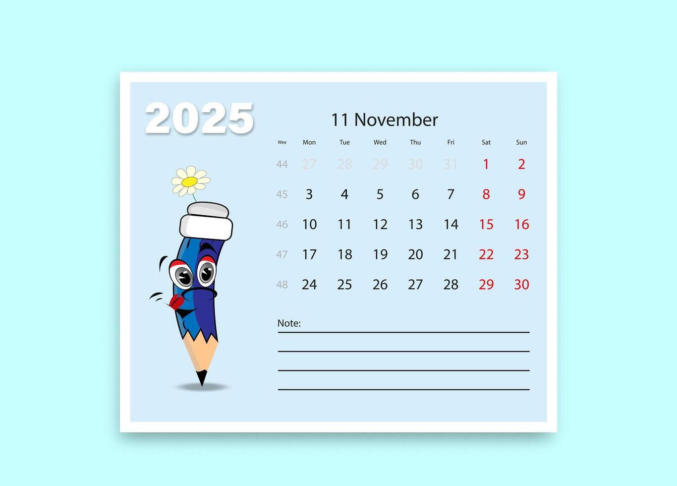A school calendar with funny cartoon characters from stationery. lesson schedule template. vector