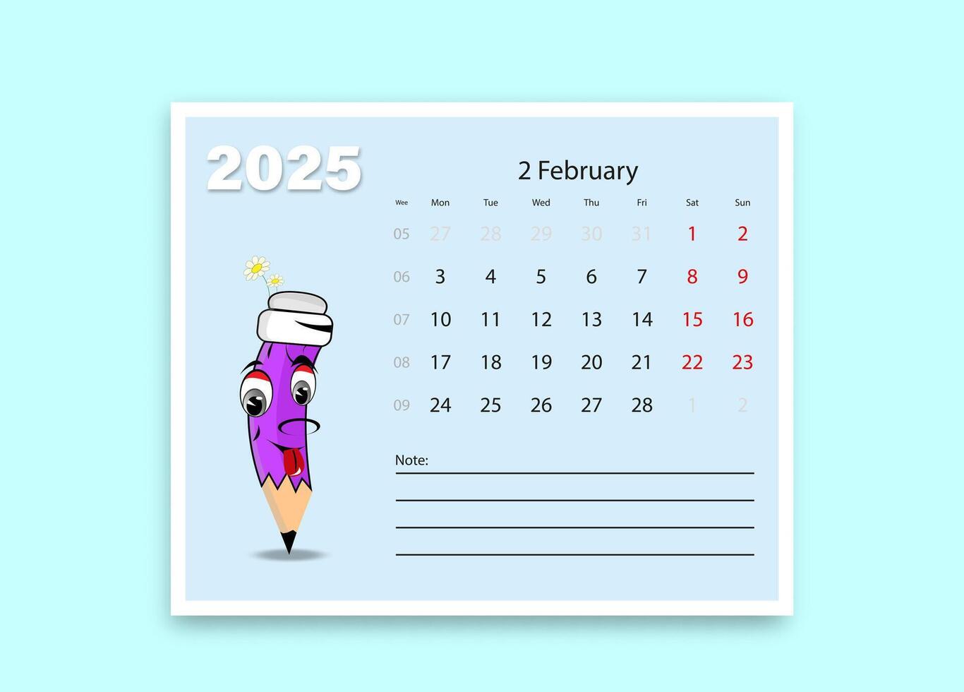 A school calendar with funny cartoon characters from stationery. lesson schedule template. vector