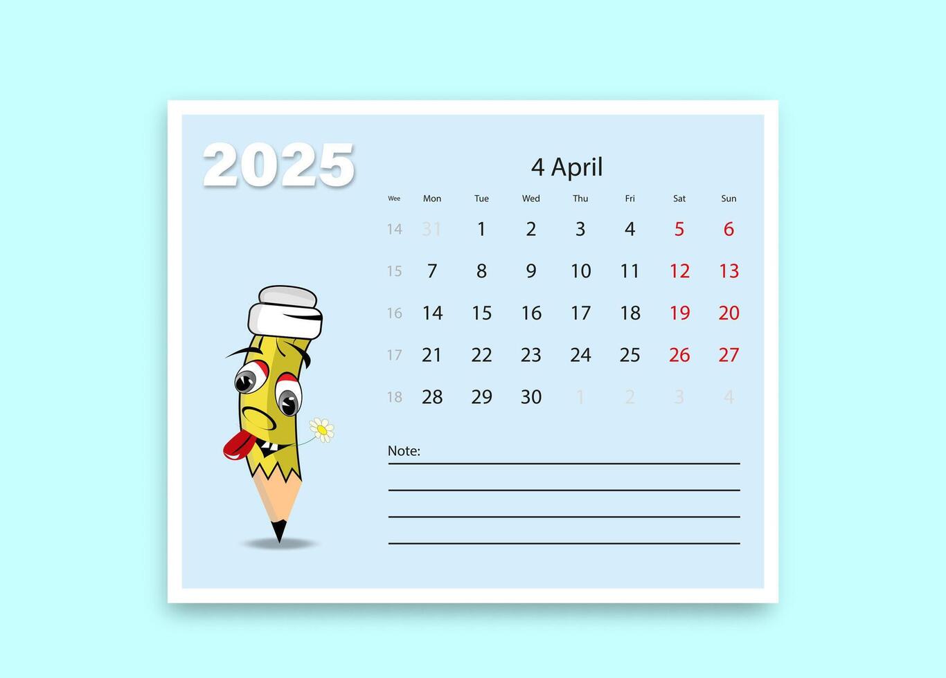 A school calendar with funny cartoon characters from stationery. lesson schedule template. vector