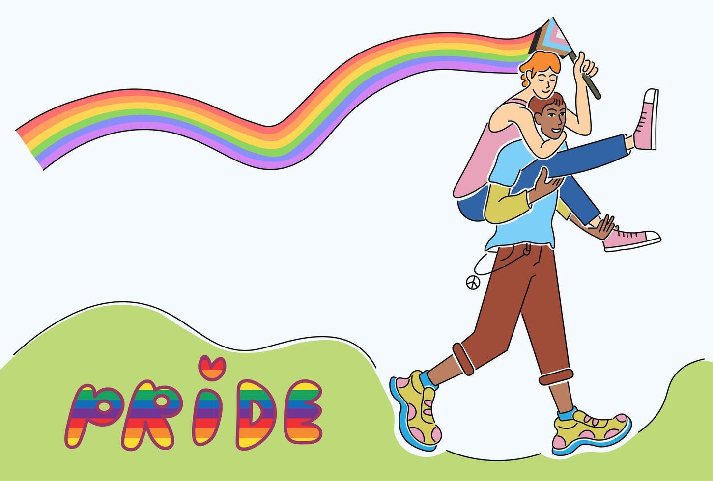 couple with flag vector