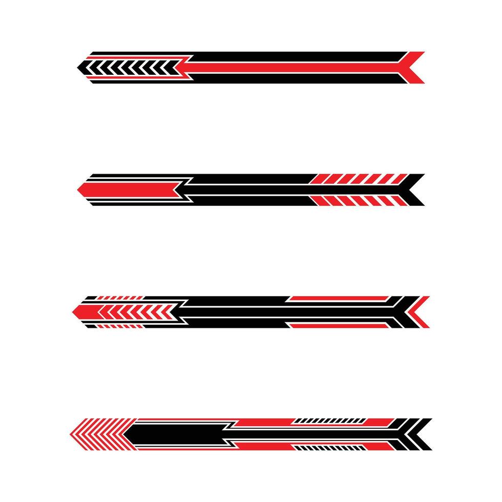 Set of racing geometry striped car wrap decal vector