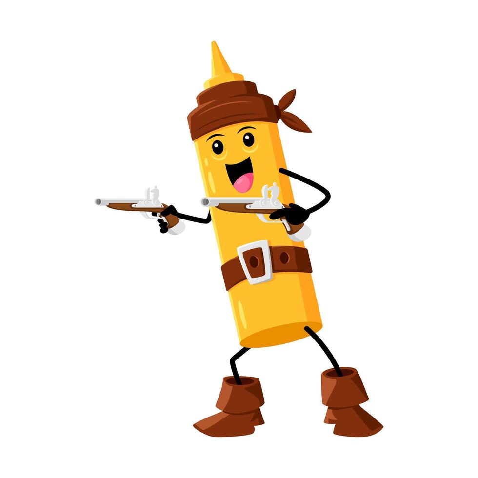 Cartoon fast food mustard pirate funny character vector