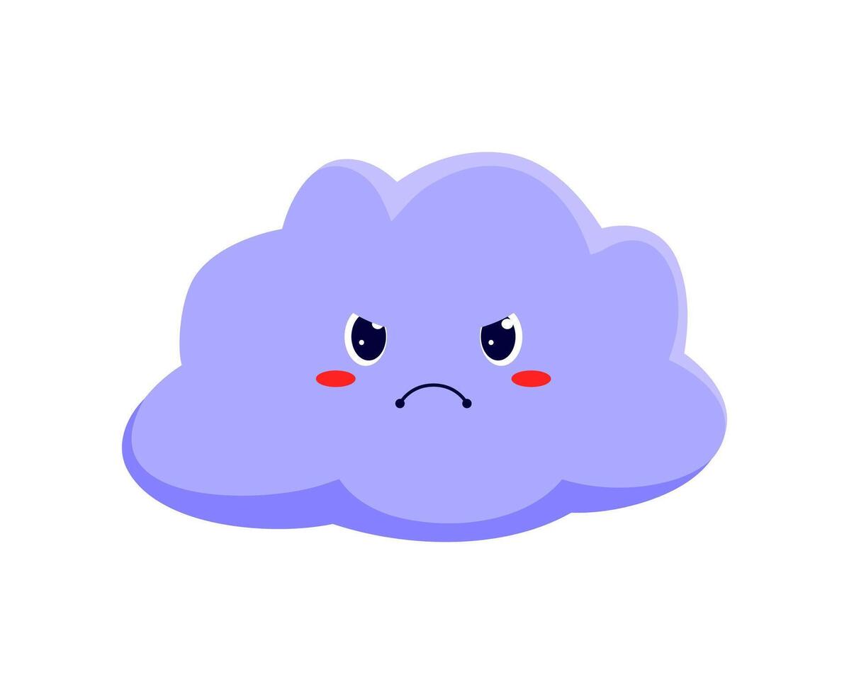 Angry cloud weather forecast cartoon character vector