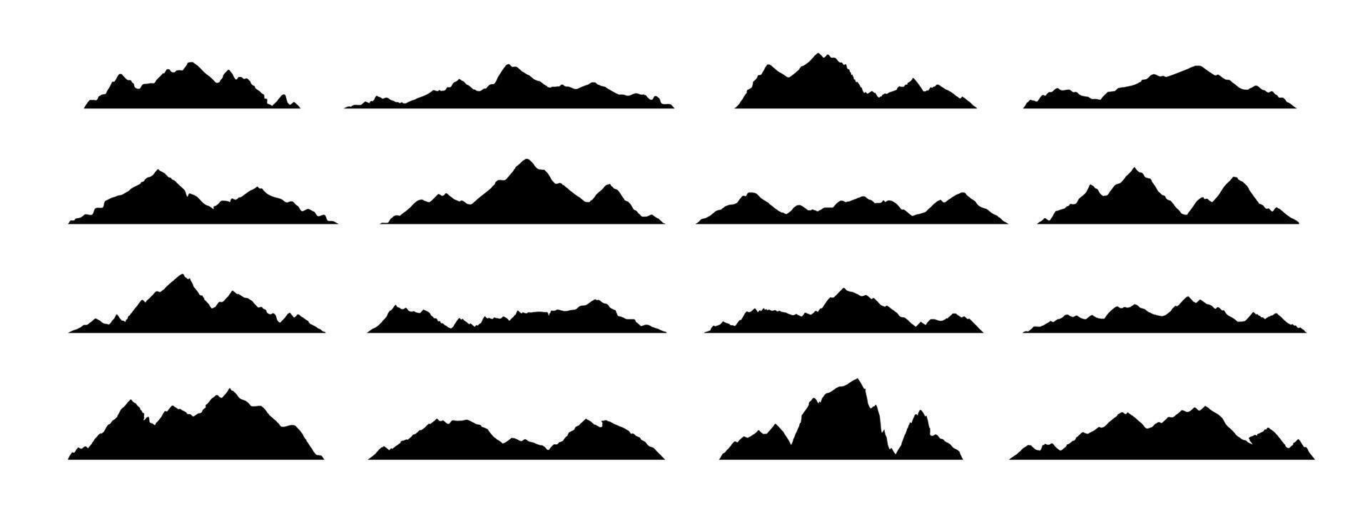 Black rock, hill, mountain silhouettes landscape vector