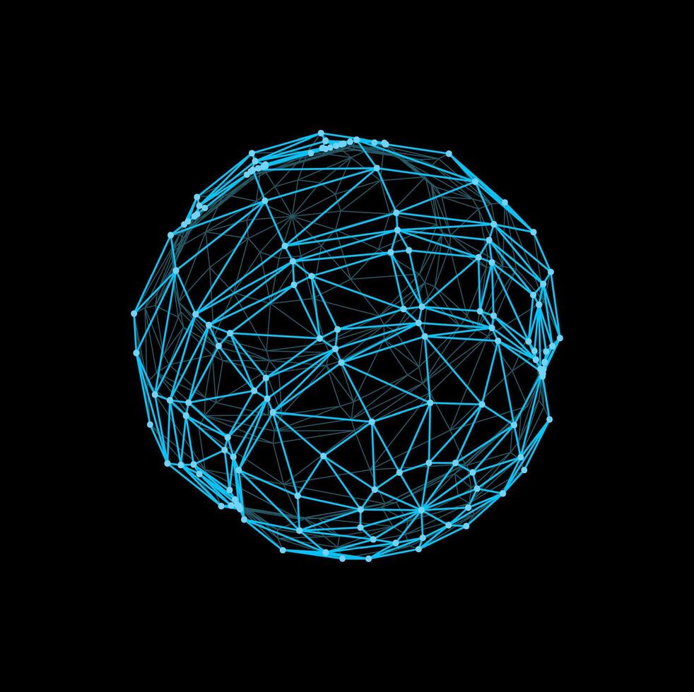 futuristic sphere and 3d wireframe ball shape vector