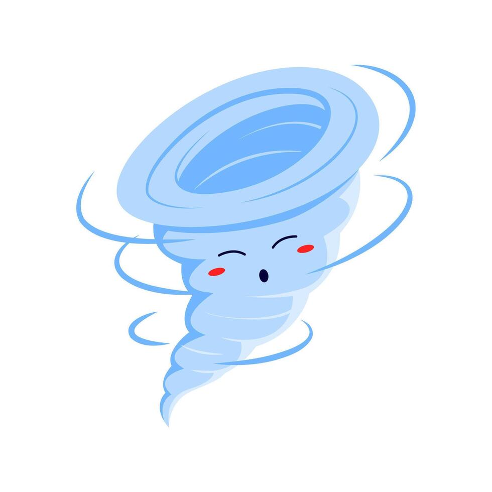 Tornado cartoon weather character, hurricane vector