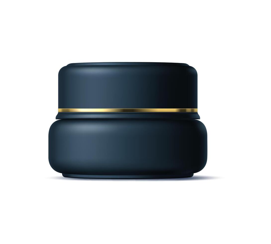Realistic black cosmetics bottle, tube, container vector