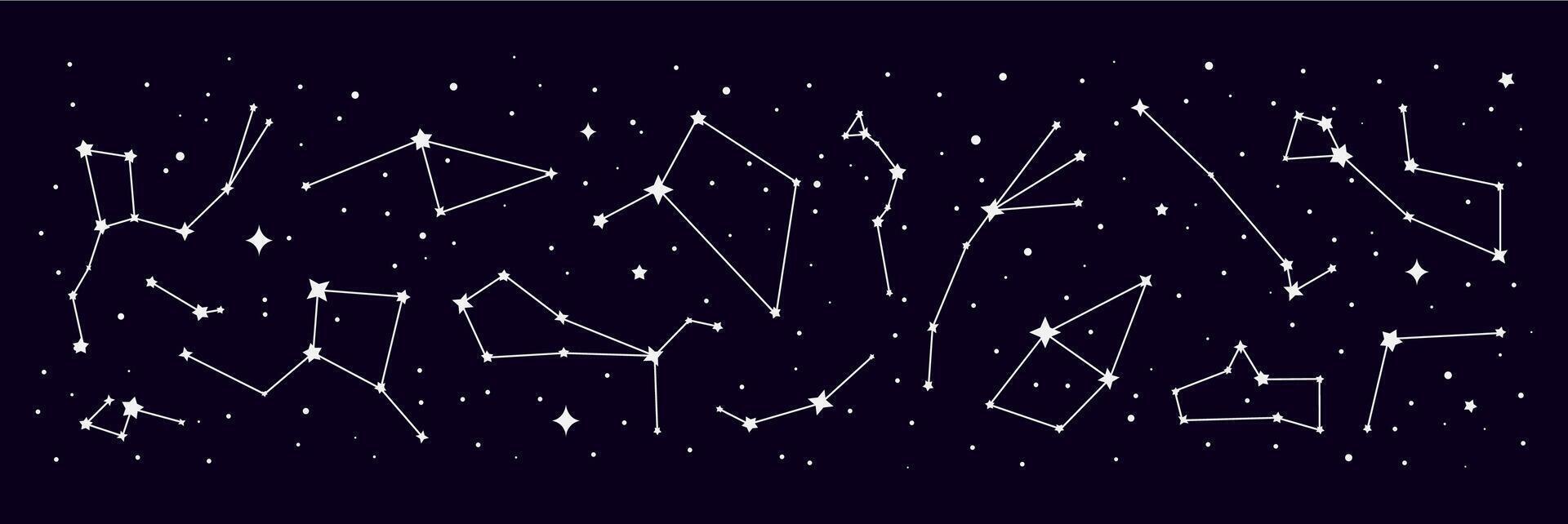 Star space constellation border, night sky map vector